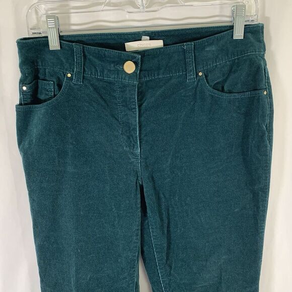 Chico's Corduroy Pants Women's 4 Green Soft Cotton Blend Pockets Mid Rise - Picture 2 of 10